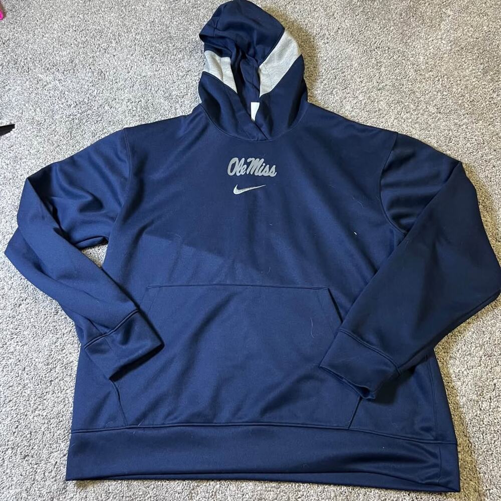 Nike University of Mississippi Ole Miss Navy Pullover Hoodie size Large